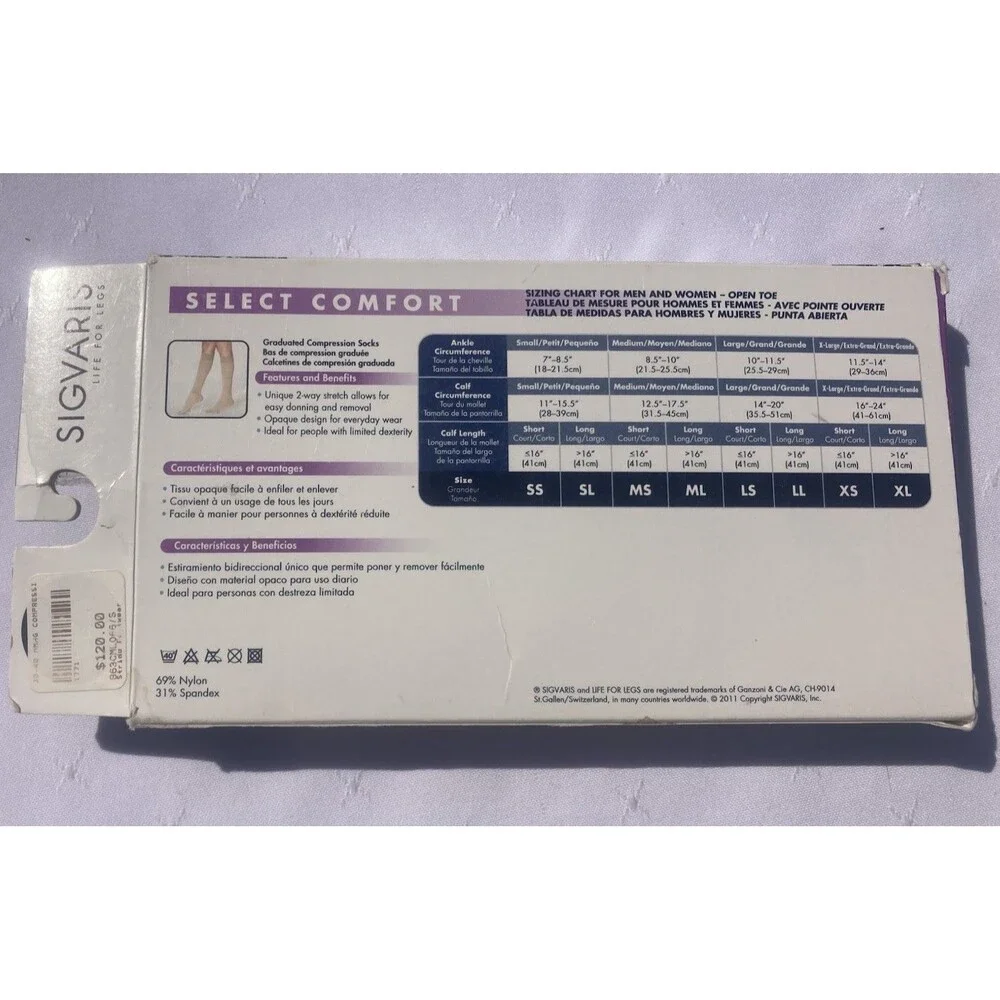 Sigvaris 863 Select Comfort Open Toe Knee Highs w/Grip Medium Long Crispa 30-40